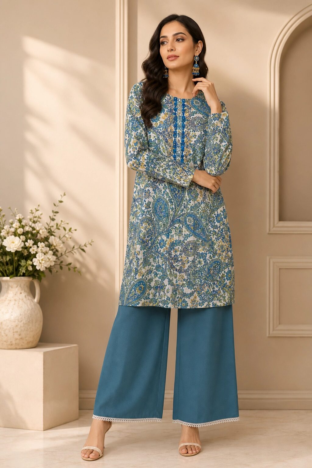 Blue paisley bespoke garment