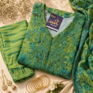 3 Piece Fine Lawn Suit Aqua green printed