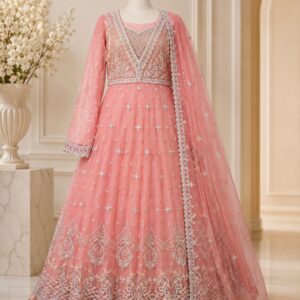Blush Pink Luxury Heavy Embroidered Maxi 3 Piece
