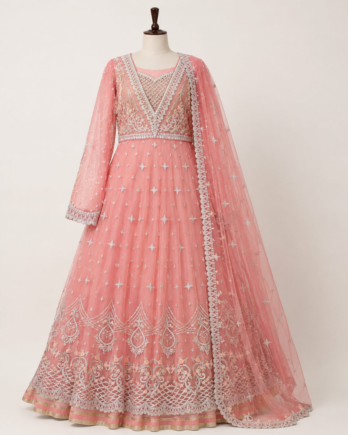 Blush Pink Luxury Heavy Embroidered Maxi 3 Piece - Image 3