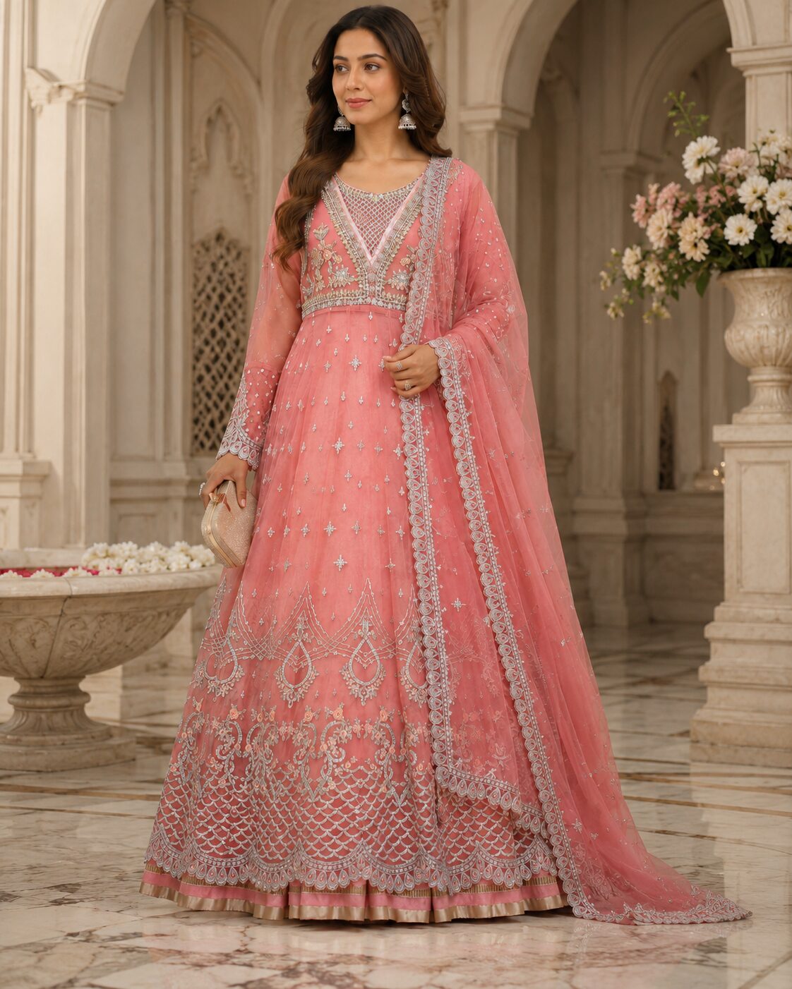 Blush Pink Luxury Heavy Embroidered Maxi 3 Piece - Image 5