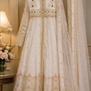 OFF White Luxury Heavy Embroidered Full-Length Maxi 3 Piece