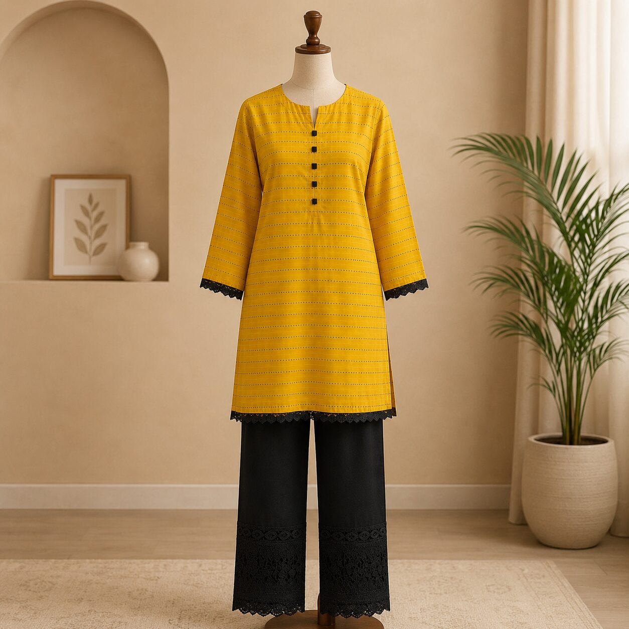Beautiful Golden Yellow 2 Piece For Woman