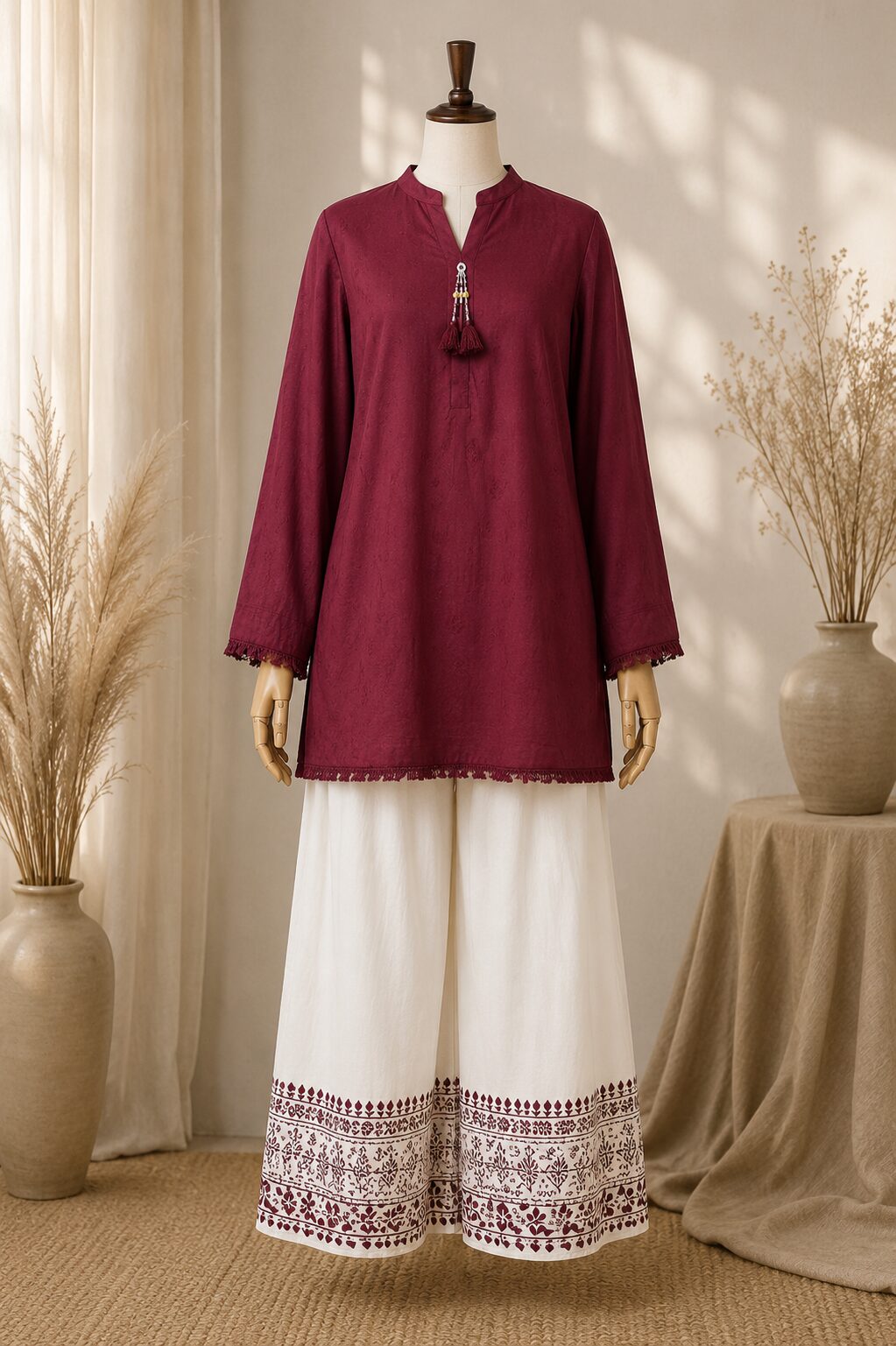 Deep Maroon 2-Piece Suit For Woman