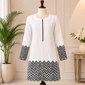White Printed Top for Women