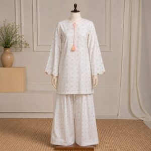 White  Printed 2 Piece Pink & Blue Floral Lawn Suit