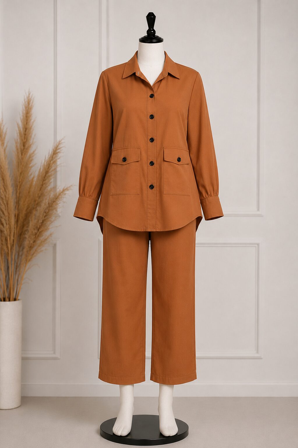 Elegant Brown Co-Ord Set with Open Style For Woman - Image 4