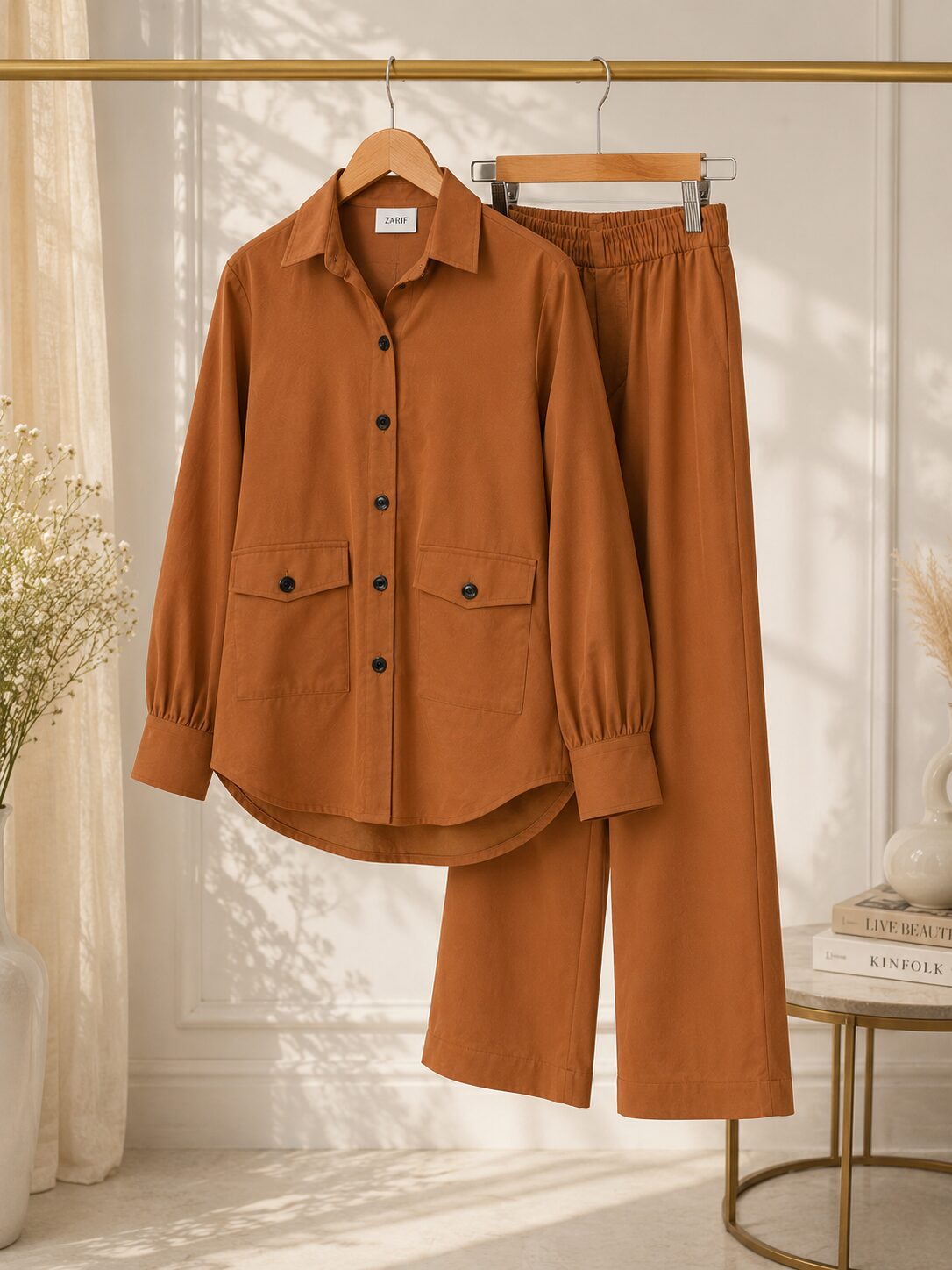 Elegant Brown Co-Ord Set with Open Style For Woman