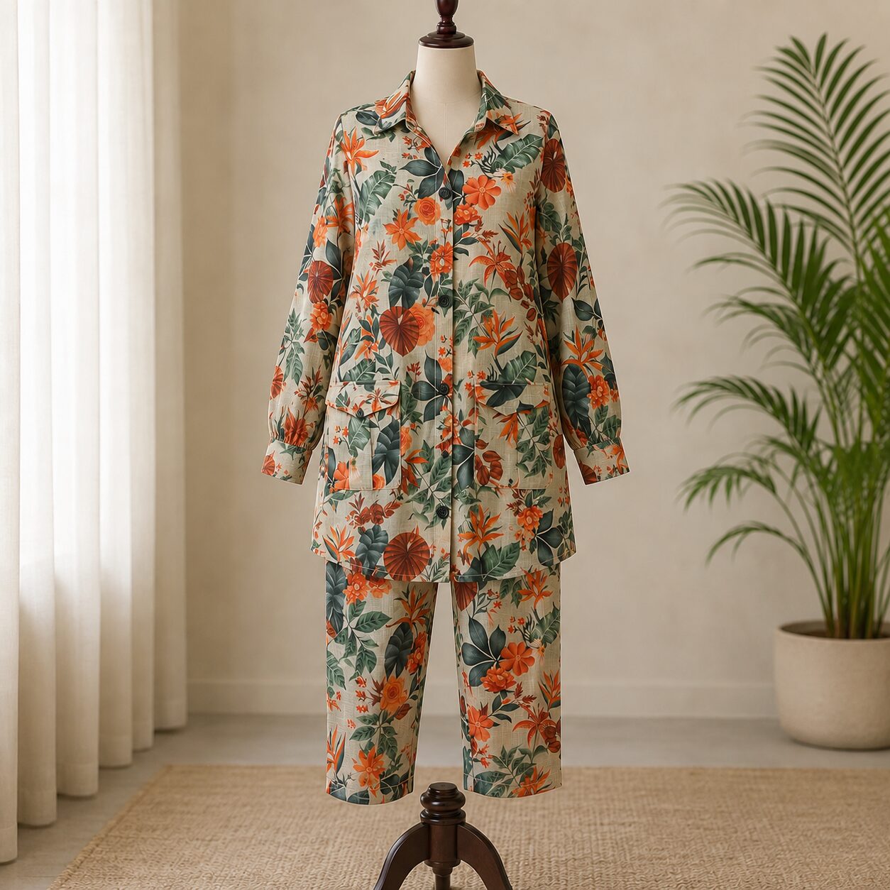 Skin Floral Printed Co-ord Set for Women - Image 2