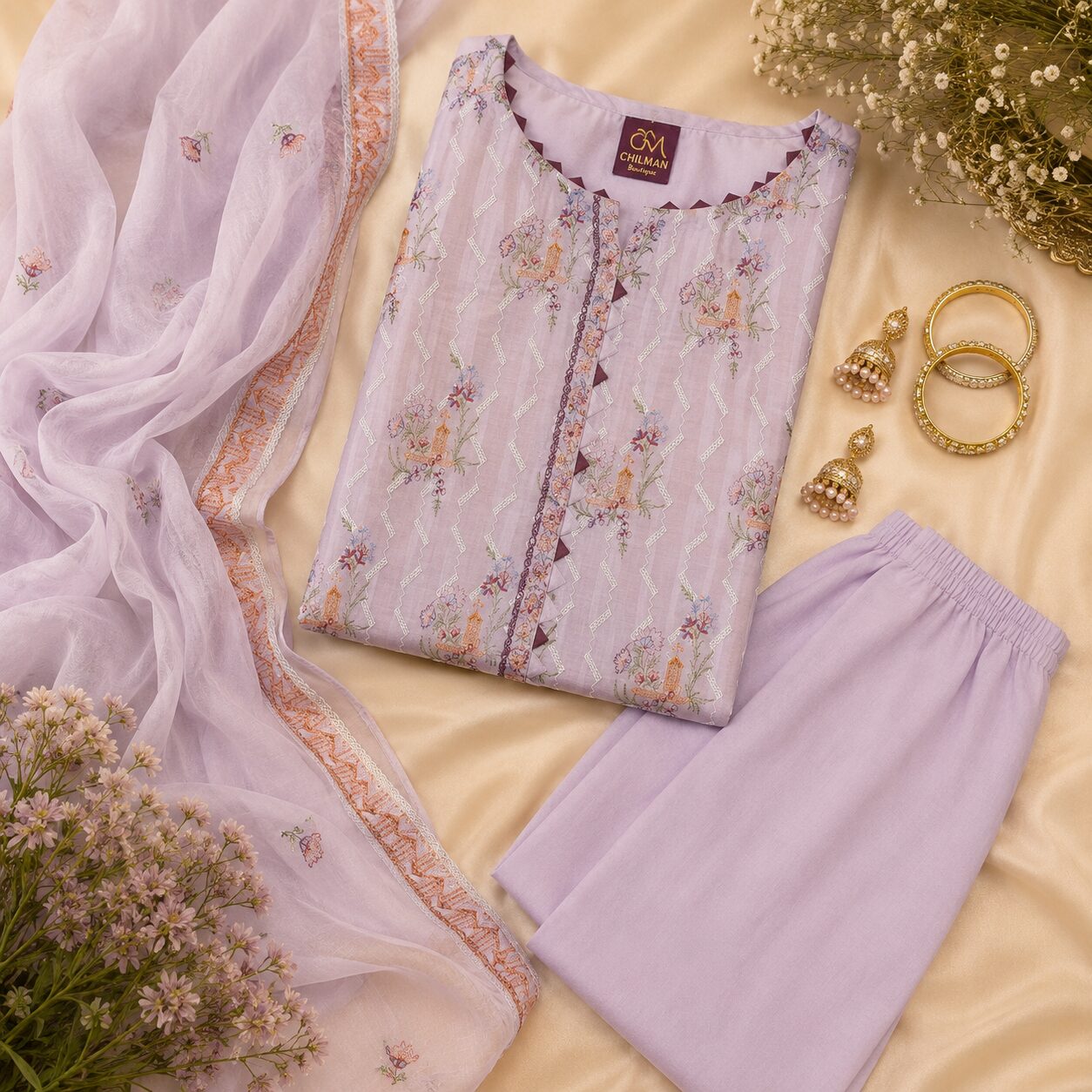 Elegant Blush Pink Embroidered Lawn Dress,Open Style Shirt