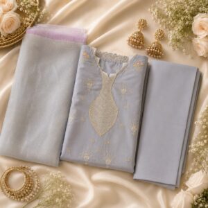Luxury Grey 3 Piece Embroidered Suit