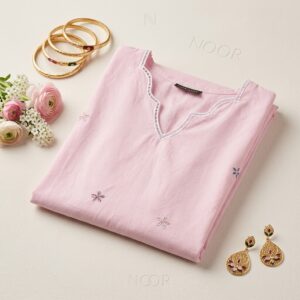 Pink 2-Piece Embroidered Suit | Computerized Embroidery