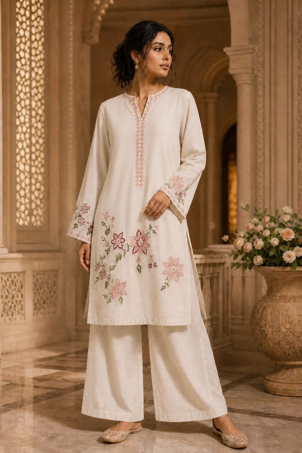 Premium Skin color 2-Piece Embroidered Suit - Image 4