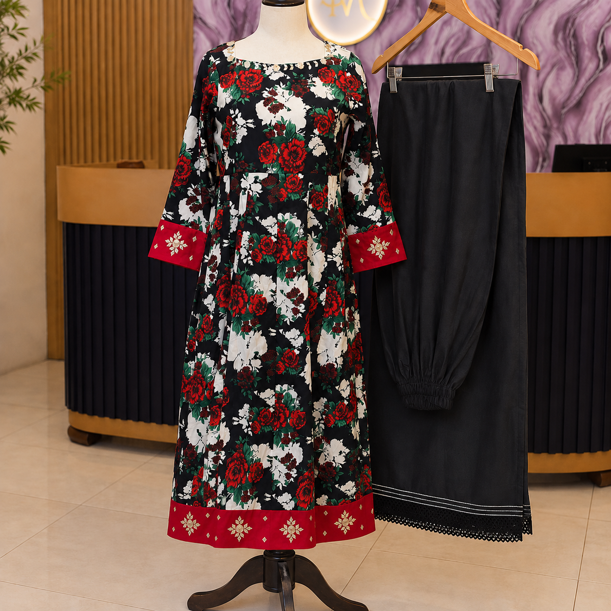 2-Piece Multicolor Printed Lawn Suit For Woman
